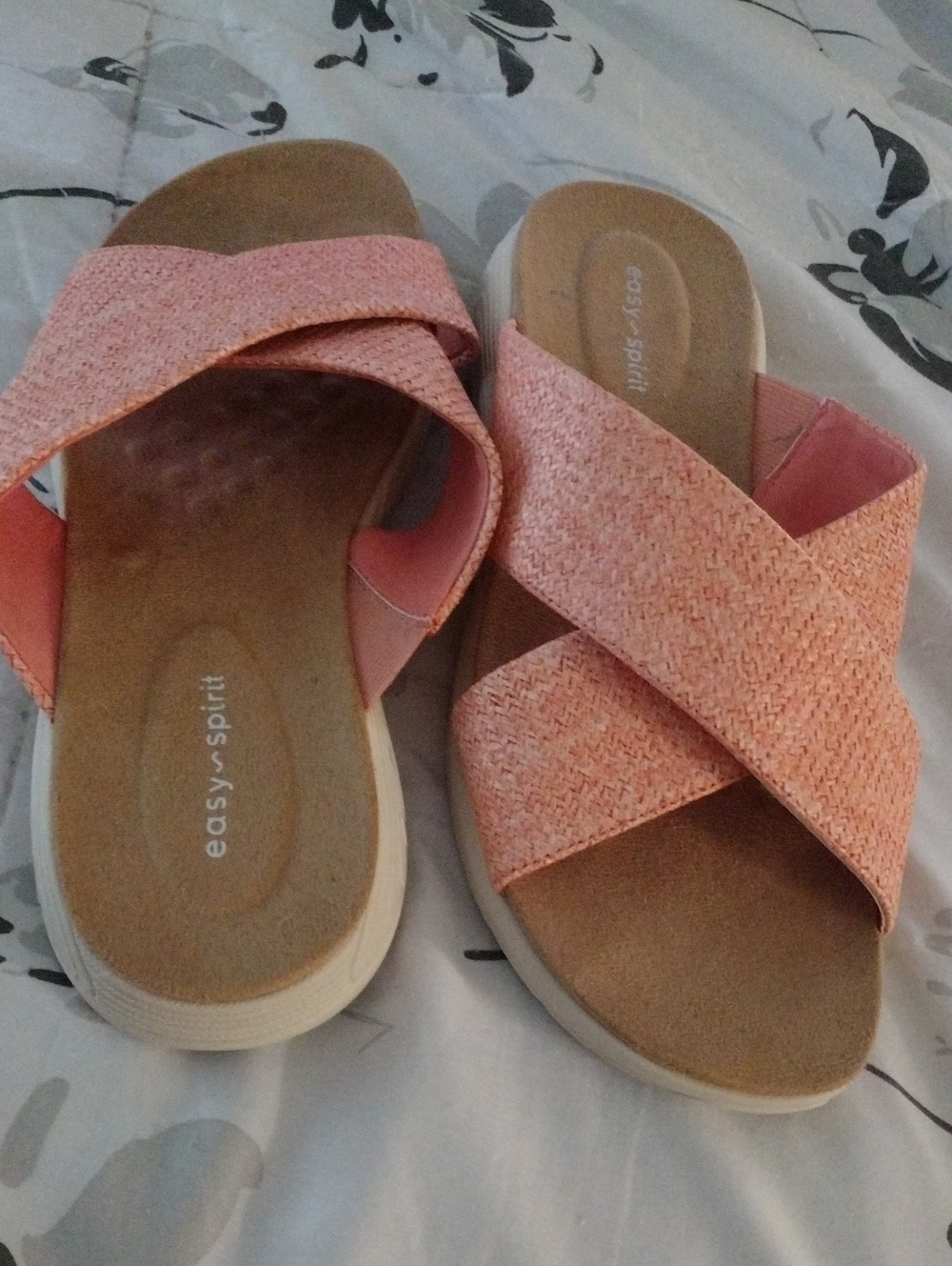 Easy Spirit Peach Crossband Slide Sandals 9WW
